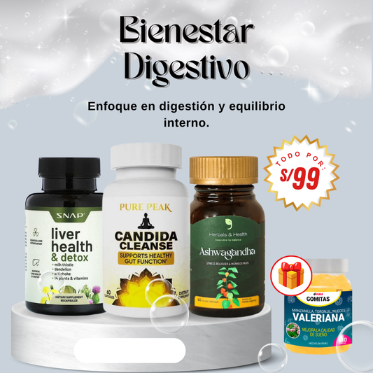 Combo Bienestar Digestivo Liver Health + Ashwagandha + GRATIS GOMITAS DE VALERIANA (Copia)