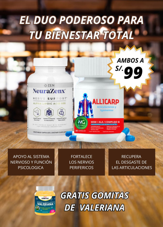 SUPER PROMO ALLICARP + NEURAZENX + GRATIS GOMITAS DE VALERIANA