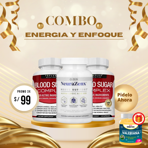 SUPER PROMO NEURAZENX + 2 BLOOD SUGAR + GRATIS GOMITAS DE VALERIANA