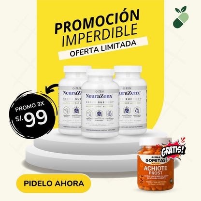 PROMO NeuraZenx X3 soporte nervioso + regalo 🎁 gomitas de Achiote