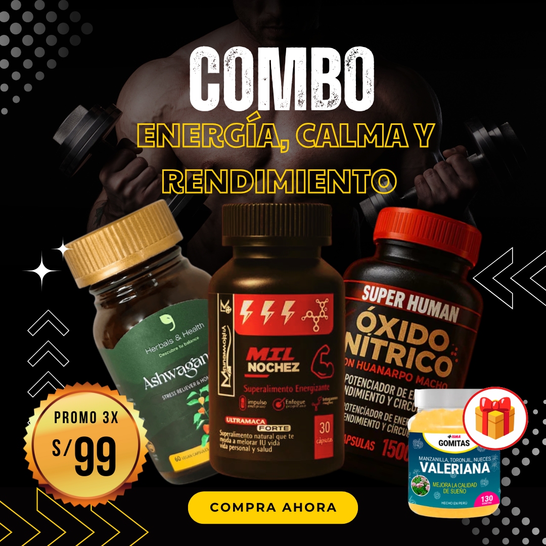 SUPER PROMO OXIDO NITRICO, MIL NOCHEZ Y ASWAGANDHA + REGALO GOMITAS FUNCIONALES
