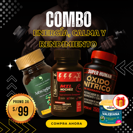 SUPER PROMO OXIDO NITRICO, MIL NOCHEZ Y ASWAGANDHA + REGALO GOMITAS FUNCIONALES